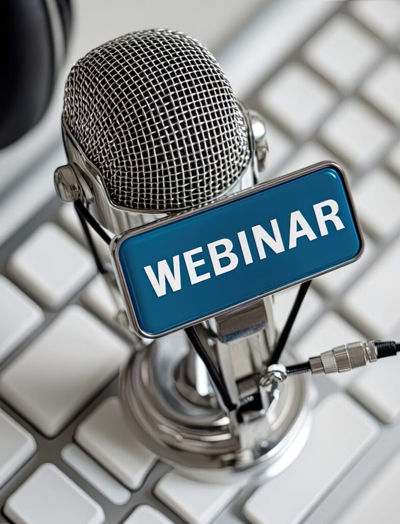 Webinar microphone on keyboard