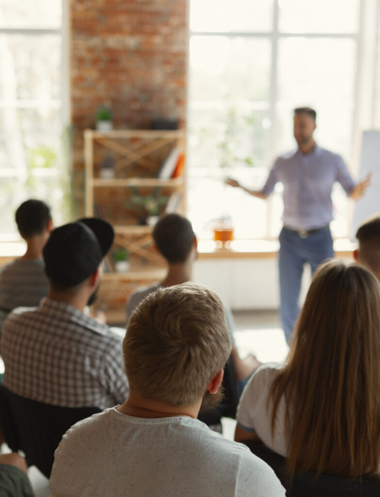 lecturer in front of students